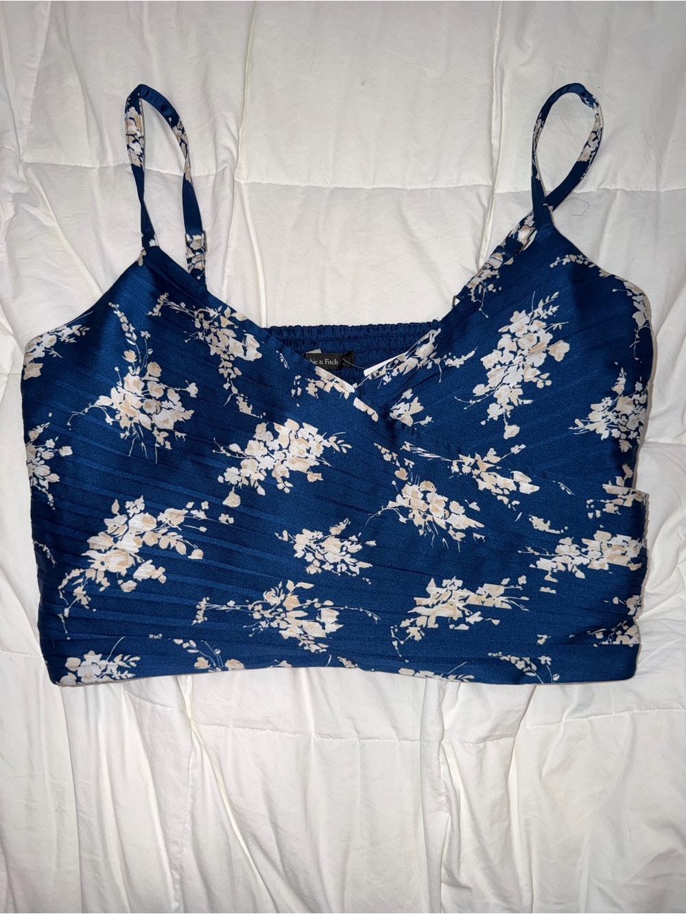 Abercrombie & Fitch Navy Floral Spaghetti Strap Crop Top